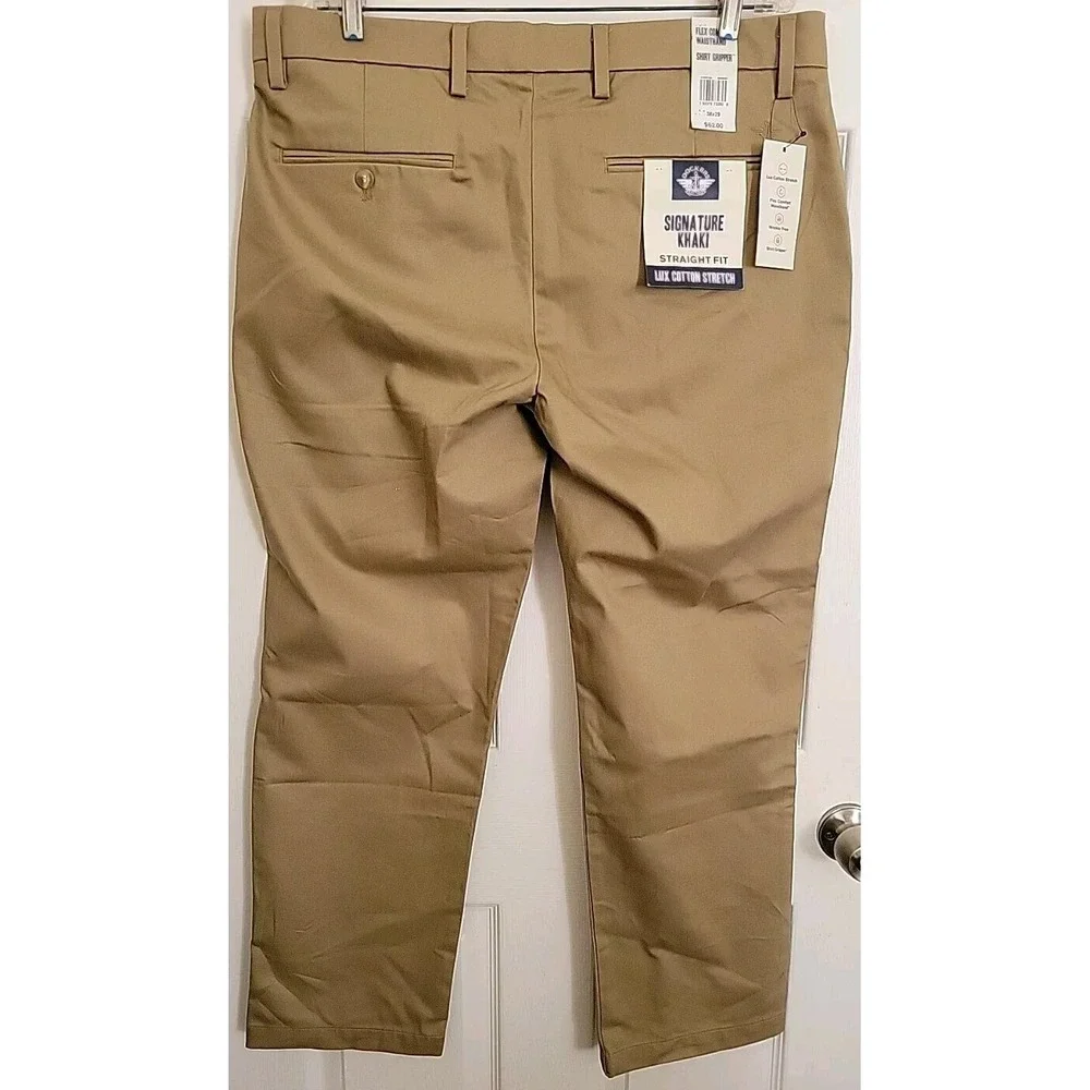 NEW Dockers Signature Khakis Pants 38x29 Slim Fit Flex Waistband Grip LuxStretch